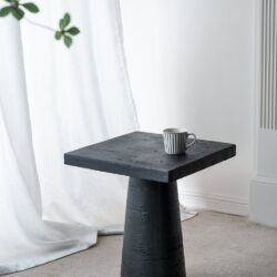 Square Side Table With Pedestal Base - Black