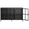 Modern Heavy Duty Metal Sideboard Buffet Cabinet With Storage, Adjustable Feet, Glass Doors, Steel - Black - Image 15