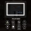 48X36" LED Bathroom Mirror, 3000-6000K Gradient Front And Backlit LED Mirror For Bathroom, 3 Colors Dimmable, Ip54 Enhanced Anti-Fog, Hanging Plates Wall Mount Lighted Mirror (Only Mirrors, Not Cabinets) - Silver - Image 8