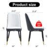 Modern Dual Tone Dining Chair With Backrest And Metal Legs (Set of 2) - White / Gray - Image 3