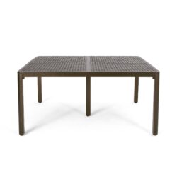 Outdoor Modern Aluminum Dining Table With Woven Accents - Gloss Black