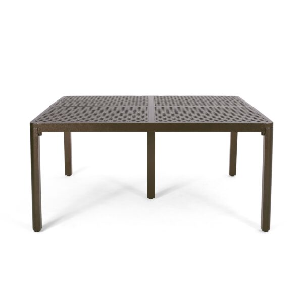 Outdoor Modern Aluminum Dining Table With Woven Accents - Gloss Black