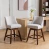 Counter Height Swivel Barstools, Upholstered Bar Stools (Set of 2) - Ivory - Image 15