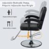 Classic Reclining Barber Chair Salon Chair For Hair Stylist With Heavy Duty Hydraulic Pump, 360° Rotation, Tattoo Chair Shampoo Beauty Salon Equipment, Max Load Weight 330 Lbs - Black - Image 5