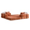 Floor Couch, Compression Sofa, Convertible Floor Sofa Bed With Pillow Back Support Armrest - Orange - Image 16