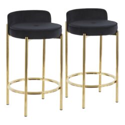 Chloe - Contemporary Counter Stool (Set of 2) - Gold / Black