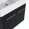 Modern Wall Mounted Bathroom Vanity With Resin Sink And Storage Rack Plywood - Black Chestnut - Image 15