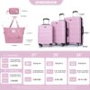 Luggage Set Of 5 Pieces, Expandable Hard Pc Luggage Set With Tsa Lock For Rotating Wheels, Lightweight Rolling Luggage - Pink - Image 3