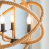 3 Light Farmhouse Chandelier, Rope Chandelier Globe Hanging Light Fixture With With Adjustable Chain For Kitchen, Bulb Not Included - Beige Brown - Image 7