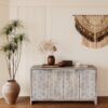 Accent Cabinet Farmhouse Style 4 Door Wooden Cabinet Sideboard Buffet Server Cabinet Storage Cabinet, For Living Room, Entryway, Hallway, Office, Kitchen And Dining Room - Natural Wood Wash - Image 4