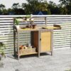 Outdoor Potting - Bench, Workstation Table With Cabinet For Backyard Garden Supplies - Brown / Gray - Image 7