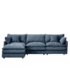 Modern Modular Sectional Sofa Shaped Couch Set With Movable Ottoman - Blue - Image 13