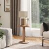 Mode - Leatherette Round C-Shaped Sofa Side Table - Saddle Brown - Image 7