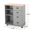 Yohaan - Contemporary Kitchen Cart With Wheels - Gray - Image 3