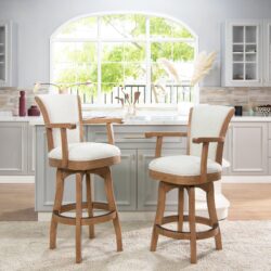 Williams - Swivel Bar Stool With Armrests Stain Resistant High - White Pepper