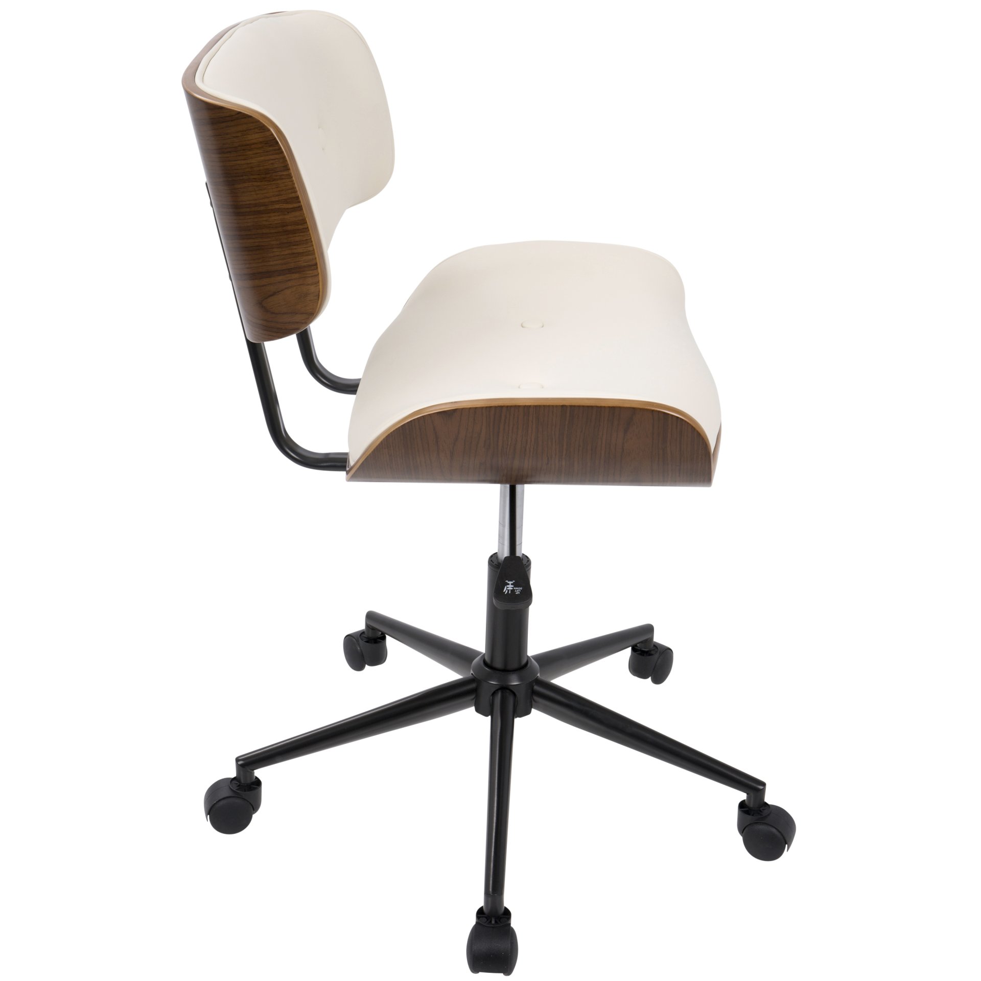 Lombardi - Mid-Century Modern Adjustable Office Chair With Swivel - Walnut / Cream - Image 3