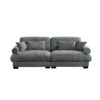 Modern Velvet 2 Seater Sofa With Bolstered Armrests And Pillows Large Size - Gray - Image 6
