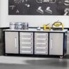 Storage Cabinets With Workbench (10 Drawers & 2 Cabinets) - Silver - Image 2