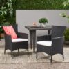 Dimensional Outdoor Dining Chair With Cushion Seat And Iron Frame, (Set of 2) - Black - Image 4