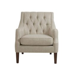 Qwen - Button Tufted Accent Chair With Removable Seat Cushion - Beige