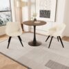 Walnut Color Round Dining Table Set With Tulip Design And 2 Chairs - Beige / Walnut - Image 6