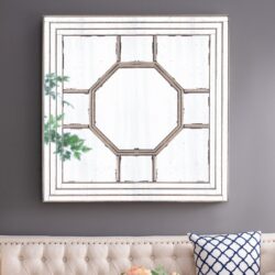 Antique Style Decorative Square Wall Mirror With Mirrored Frame, Wall Decor For Living Room Entryway, Console Lean Against Wall - Silver