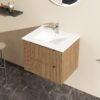 24" Wall Mount Bathroom Vanity Cabinet With - White Basin Sink Combo Floating - Walnut - Image 7