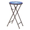 Outdoor Folding Accent Table With Glass Top And Iron Frame - White / Blue - Image 6