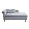 Chaise Lounge Indoor, Velvet Lounge Chair For Bedroom With Storage & Pillow, Modern Upholstered Rolled Arm Chase Lounge For Sleeping With Nailhead Trim For Living Room Bedroom Office - Gray - Image 6