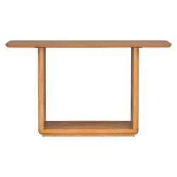 Console Table With Curved Corners And U Base Design - Natural Wood Veneer - Natural