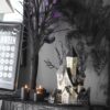 Cardboard Lighted Haunted House, Tabletop Holiday Halloween Decor, Battery Powered - Beige / Black - Image 7