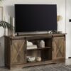 Farmhouse Sliding X Barn Door 58" TV Stand For 65" TVs - Rustic Oak - Image 4