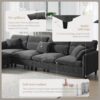 Modern Convertible Sectional Sofa L Shaped Reversible Couch Set With Free Pillows 5 Seat Cloud With Ottoman - Gray - Image 22