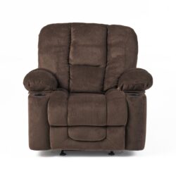 Luxurious Manual Recliner Chair With Skin-Friendly And Dual Cup Holders - Chocolate