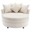 360° Swivel Accent Barrel Chair With Storage Ottoman & 4 Pillows, Modern Chenille Leisure Chair Round Accent For Living Room - Cream - Image 9