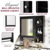 Wall Mounted Bathroom Storage Cabinet, Medicine Cabinets With Large Mirror Door, Adjustable Shelves And Three Open Storage Levels(Not Include Bathroom Vanity) - Black - Image 4