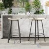 Counter Height Bar Stools Backless Handwoven Kitchen Dining Chairs With Round Footrest (Set of 2) Weaving Pub Stoo - Creamy White - Image 5