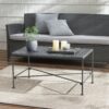 Luna - Outdoor Iron Coffee Table - Black Brush Silver - Image 2