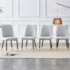 Modern Dining Chairs With Light Cushions And Metal Legs (Set of 4) - Light Gray - Image 2