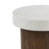 Mgo Cylindrical Side Table With Faux Stone Top And Wood Faux Base - Antique White / Natural - Image 8