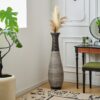 Tall Standing Designer Floor Vase Durable Artificial Rattan Elegant 2 Tone Finish Ideal Decor Accent For Living Room, Bedroom, Entryway Stylish Home Decor Statement Piece - Black / Gray - Image 4