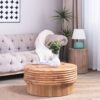 Round Wooden Coffee Table With Hidden Storage, Modern Rustic Centerpiece For Living Room - Multi / Natural / Rustic - Image 4