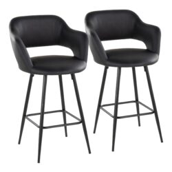 Margarite - Contemporary Fixed Height Counter Stool With Square Footrest (Set of 2) - Black