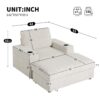 Oversized Chaise Lounge Indoor Rabbit Fur Sofa Bed With Storage Ottoman And Armrests Cup Holders With Deep Seat - Beige - Image 15