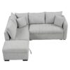 L-Shaped Sectional Pull Out Sofa Bed Sleeper Sofa With Two USB Ports, Two Power Sockets And A Movable Storage Ottoman - Gray - Image 10