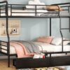 Full Long Over Queen Bunk Bed With 2 Drawers - Black - Image 16