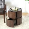 Elegant Italian High Grade Double Layer Storage Round Side Table - Brown / Black - Image 2