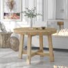 Gia - Round Extendable Dining Table With Leaf Wood - Natural Wood Wash - Image 4
