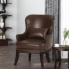 Accent Chair With Nailhead Trim And Birch Wood Legs - Dark Brown - Image 5