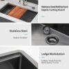 Undermount Kitchen Sink 33" 16 Gauge Ledge Workstation - Gunmetal Black - Image 7